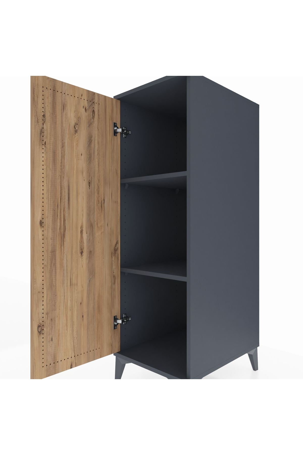 Kronos Dolap 2 Raflı Tek Kapaklı 44x59x134 Antrasit-Çam