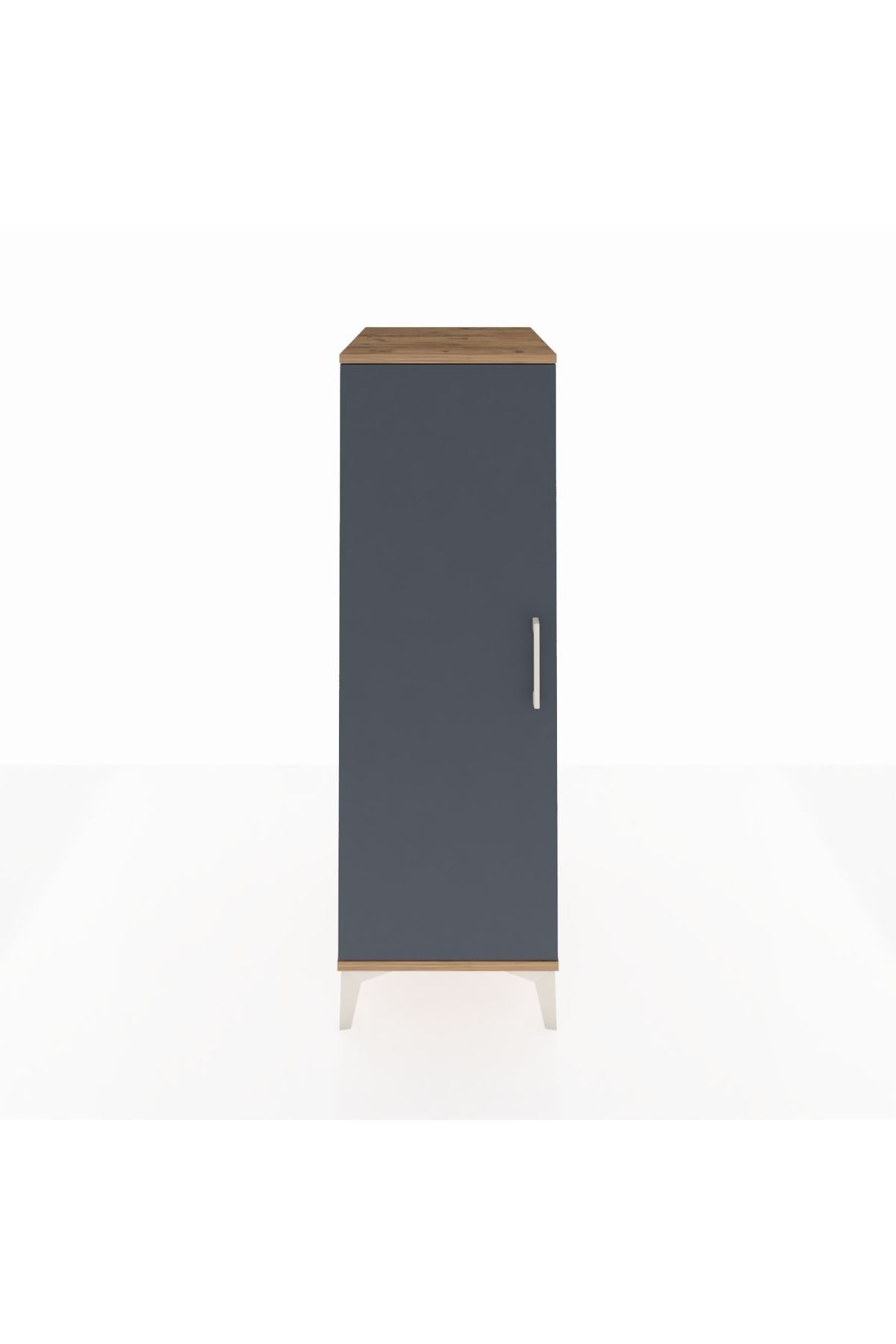 Kronos Dolap 2 Raflı Tek Kapaklı 44x59x134 Çam-Antrasit