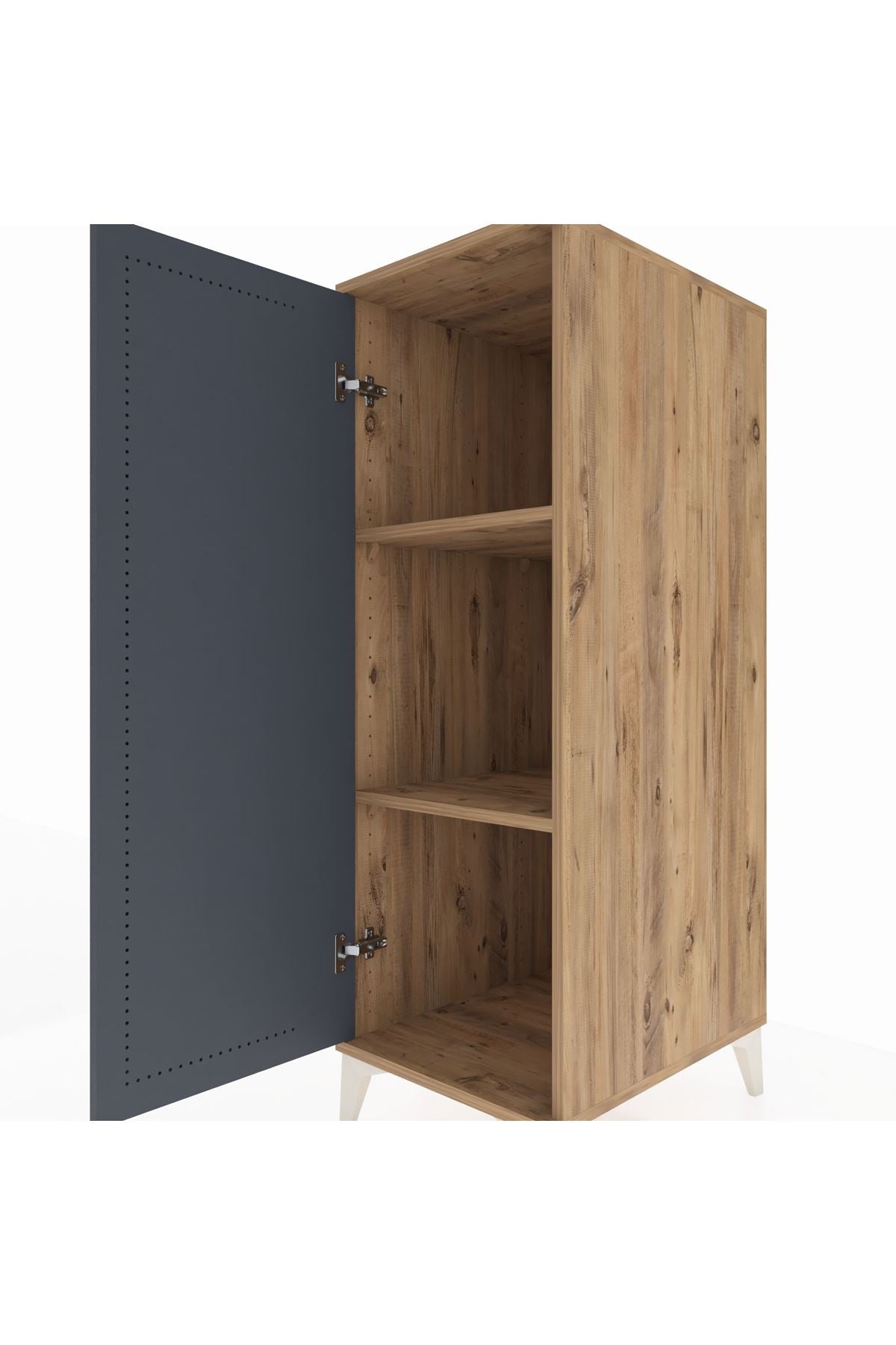 Kronos Dolap 2 Raflı Tek Kapaklı 44x59x134 Çam-Antrasit