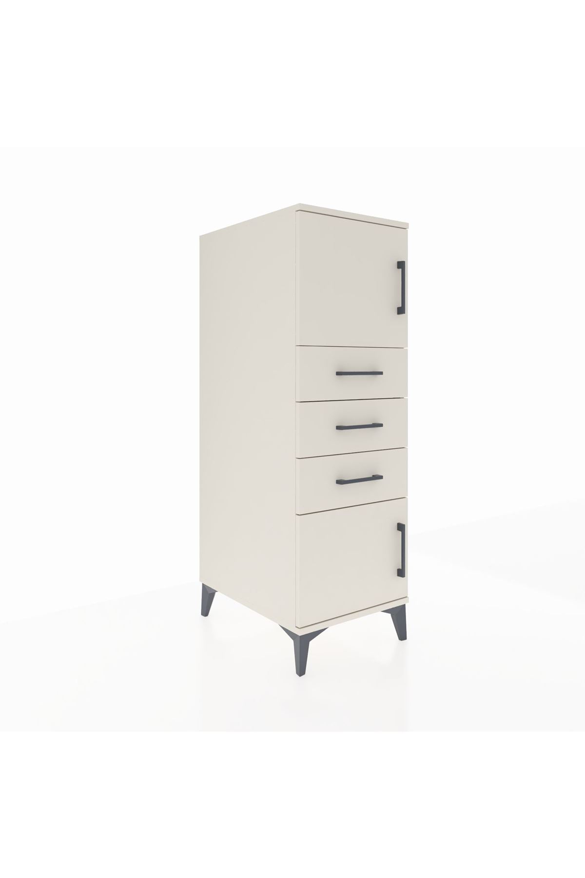 Kronos Dolap Tek Raflı 3 Çekmeceli 2 Kapaklı 44x59x134 Aytaşı-Aytaşı