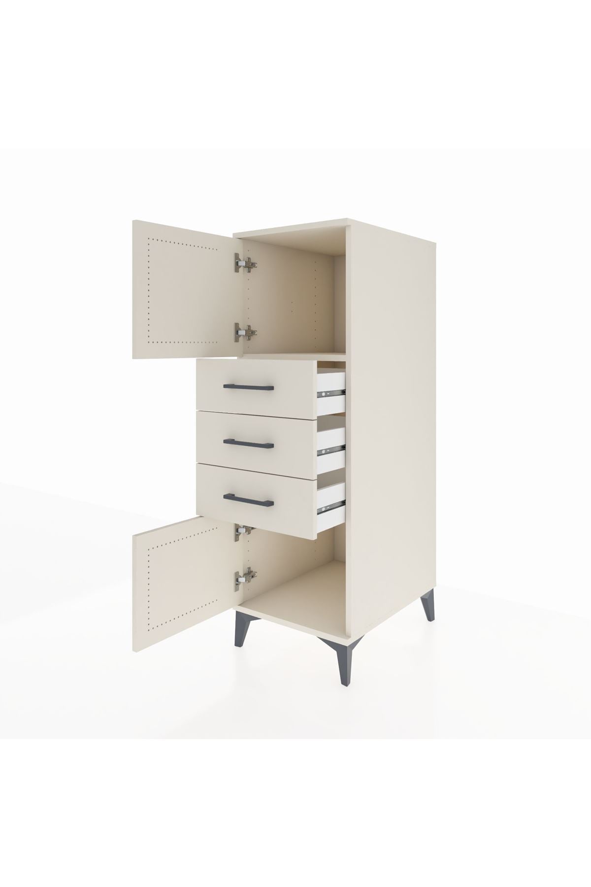 Kronos Dolap Tek Raflı 3 Çekmeceli 2 Kapaklı 44x59x134 Aytaşı-Aytaşı