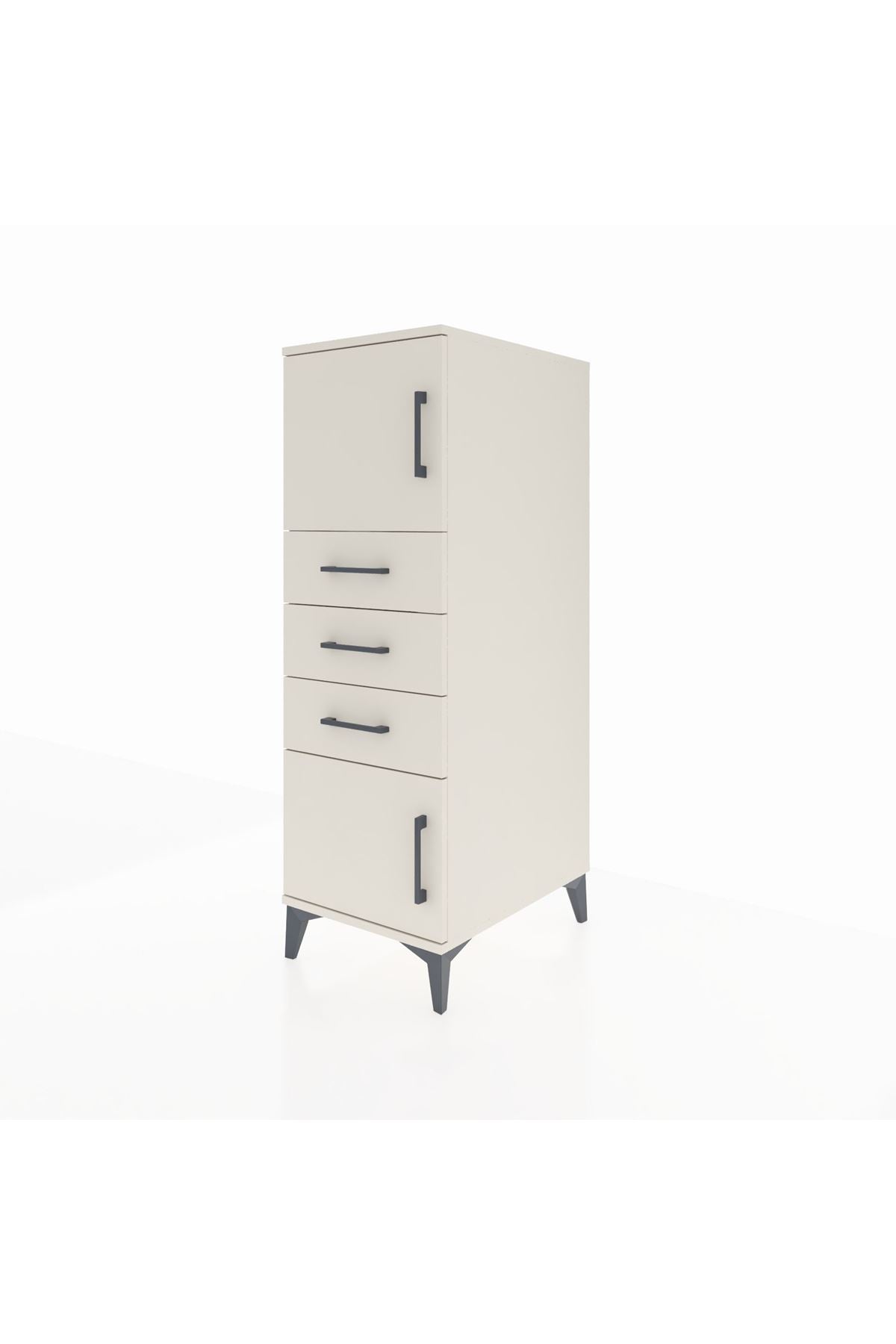 Kronos Dolap Tek Raflı 3 Çekmeceli 2 Kapaklı 44x59x134 Aytaşı-Aytaşı