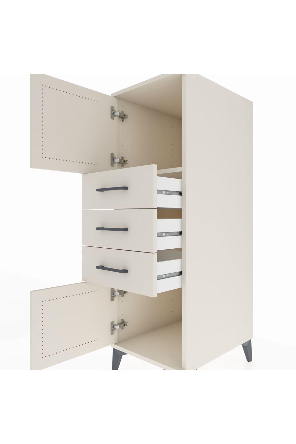 Kronos Dolap Tek Raflı 3 Çekmeceli 2 Kapaklı 44x59x134 Aytaşı-Aytaşı