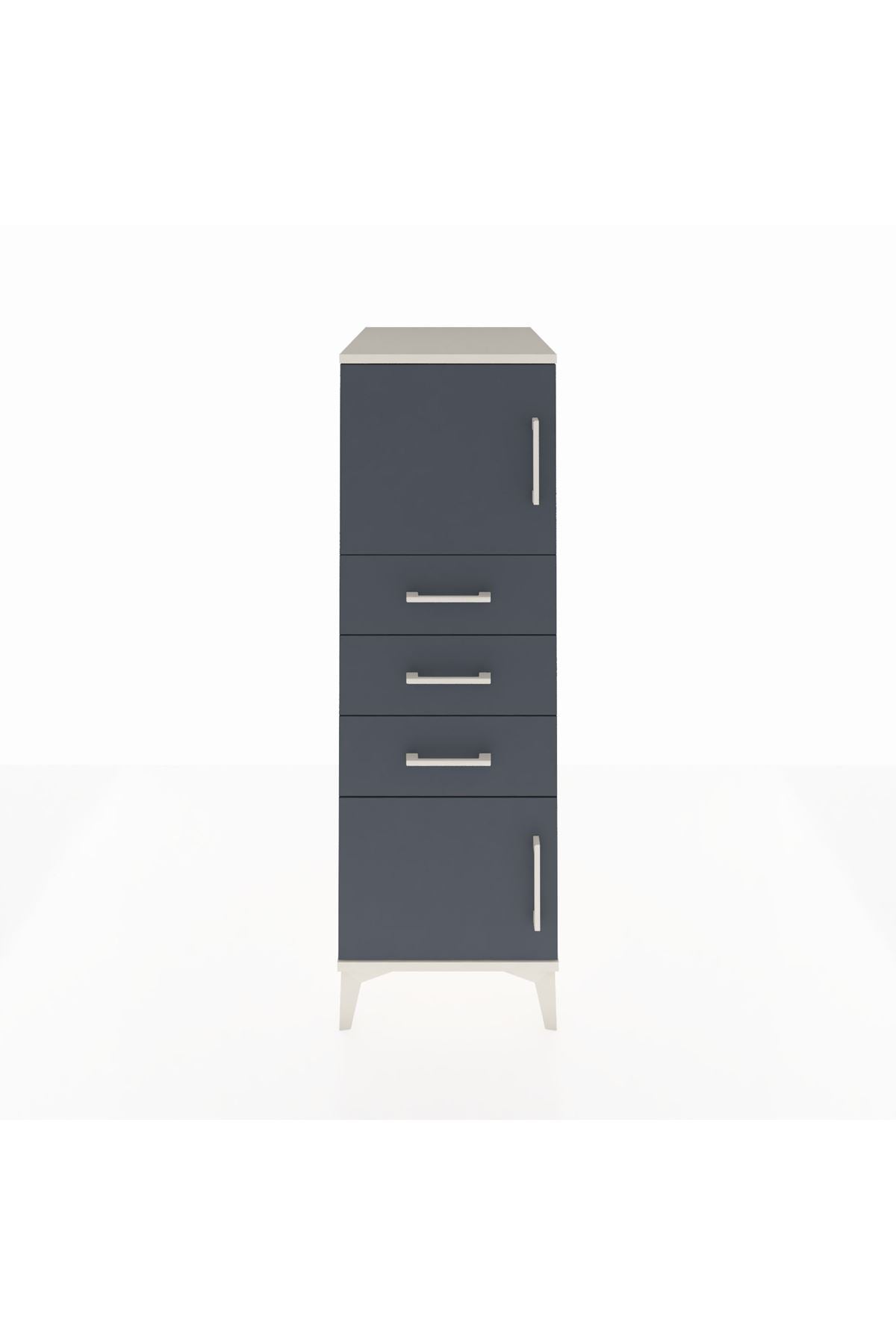 Kronos Dolap Tek Raflı 3 Çekmeceli 2 Kapaklı 44x59x134 Aytaşı-Antrasit