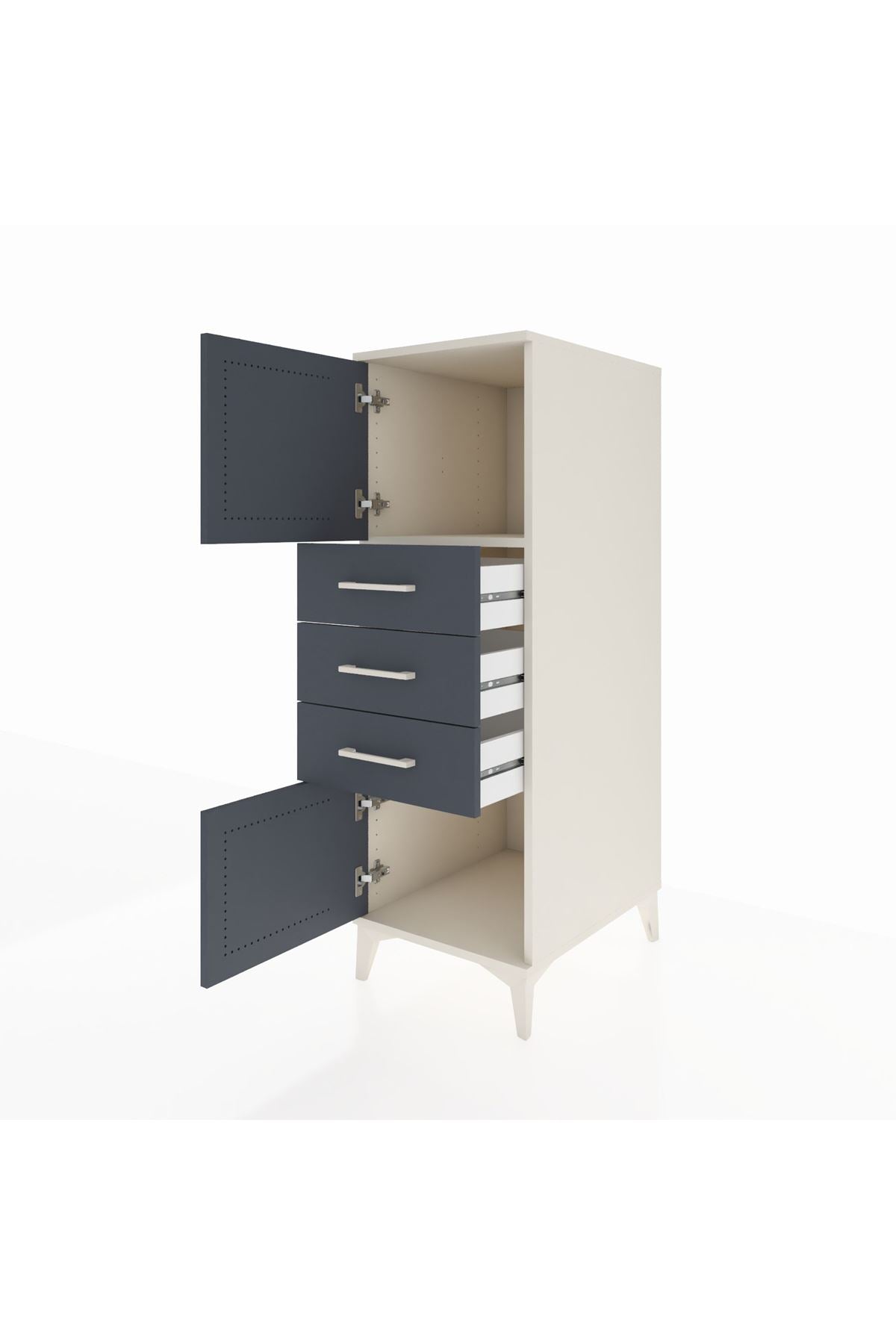 Kronos Dolap Tek Raflı 3 Çekmeceli 2 Kapaklı 44x59x134 Aytaşı-Antrasit