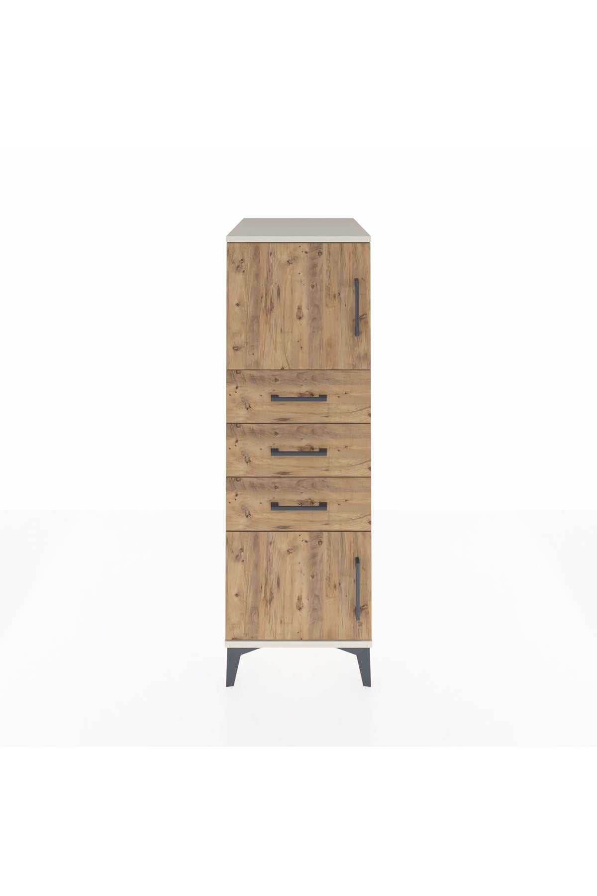 Kronos Dolap Tek Raflı 3 Çekmeceli 2 Kapaklı 44x59x134 Aytaşı-Çam