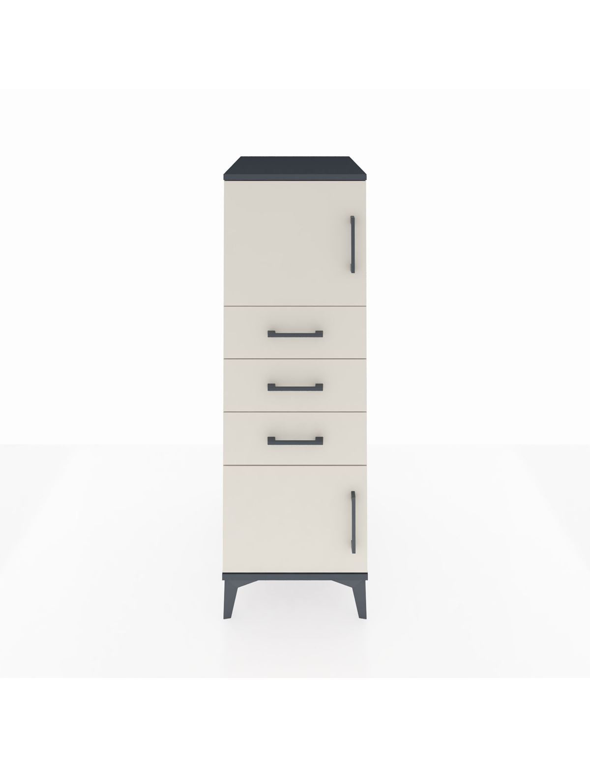 Kronos Dolap Tek Raflı 3 Çekmeceli 2 Kapaklı 44x59x134 Antrasit-Aytaşı