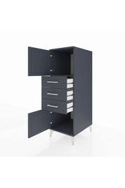 Kronos Dolap Tek Raflı 3 Çekmeceli 2 Kapaklı 44x59x134 Antrasit-Antrasit