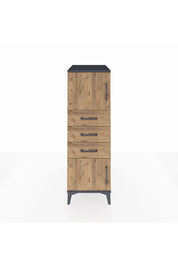 Kronos Dolap Tek Raflı 3 Çekmeceli 2 Kapaklı 44x59x134 Antrasit-Çam