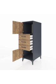 Kronos Dolap Tek Raflı 3 Çekmeceli 2 Kapaklı 44x59x134 Antrasit-Çam