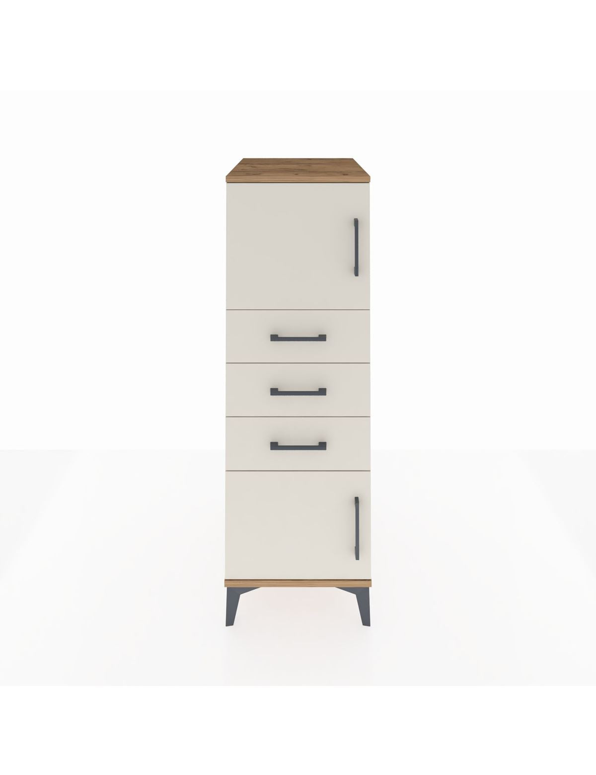 Kronos Dolap Tek Raflı 3 Çekmeceli 2 Kapaklı 44x59x134 Çam-Aytaşı