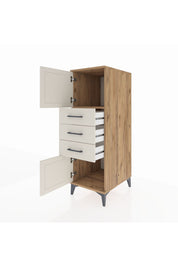 Kronos Dolap Tek Raflı 3 Çekmeceli 2 Kapaklı 44x59x134 Çam-Aytaşı