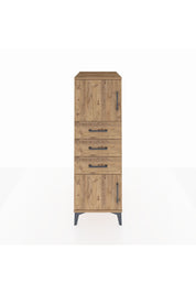 Kronos Dolap Tek Raflı 3 Çekmeceli 2 Kapaklı 44x59x134 Çam-Çam