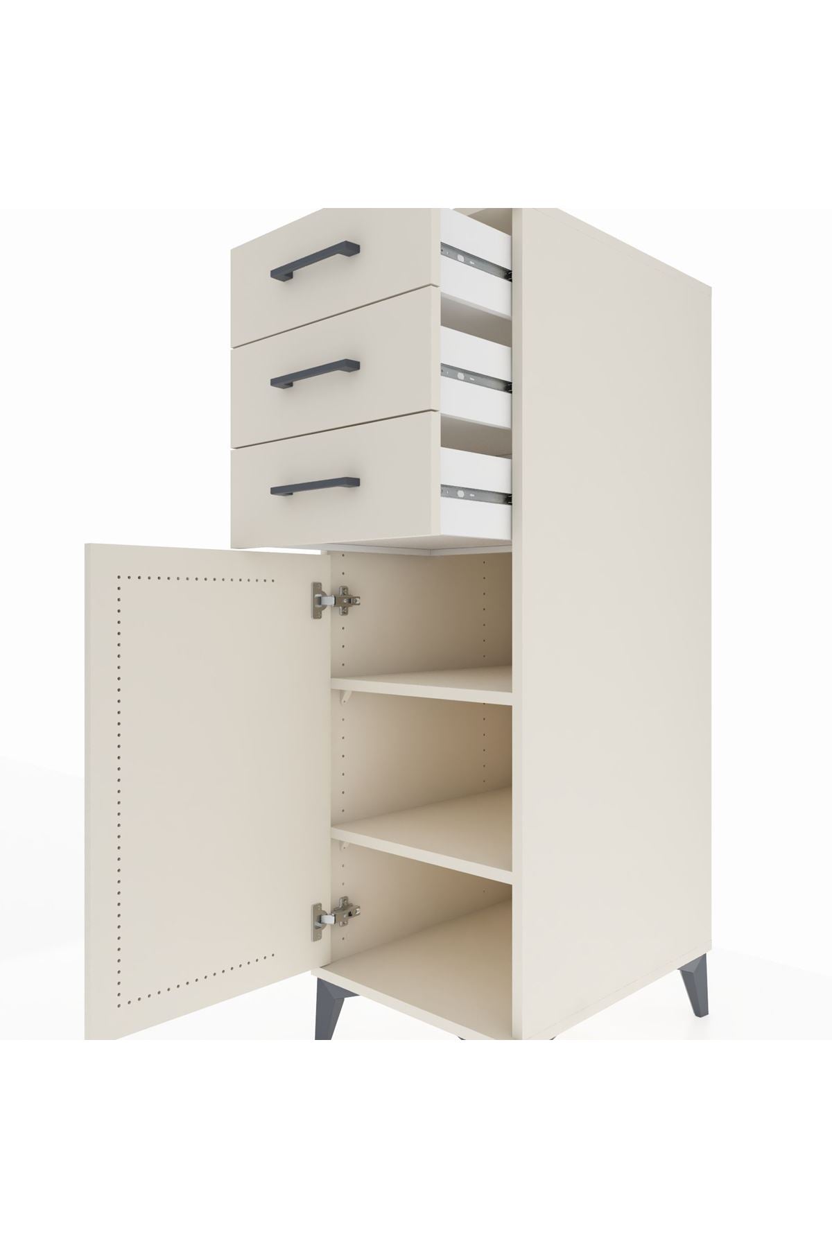 Kronos Dolap 2 Raflı 3 Çekmeceli Tek Kapaklı 44x59x134 Aytaşı-Aytaşı