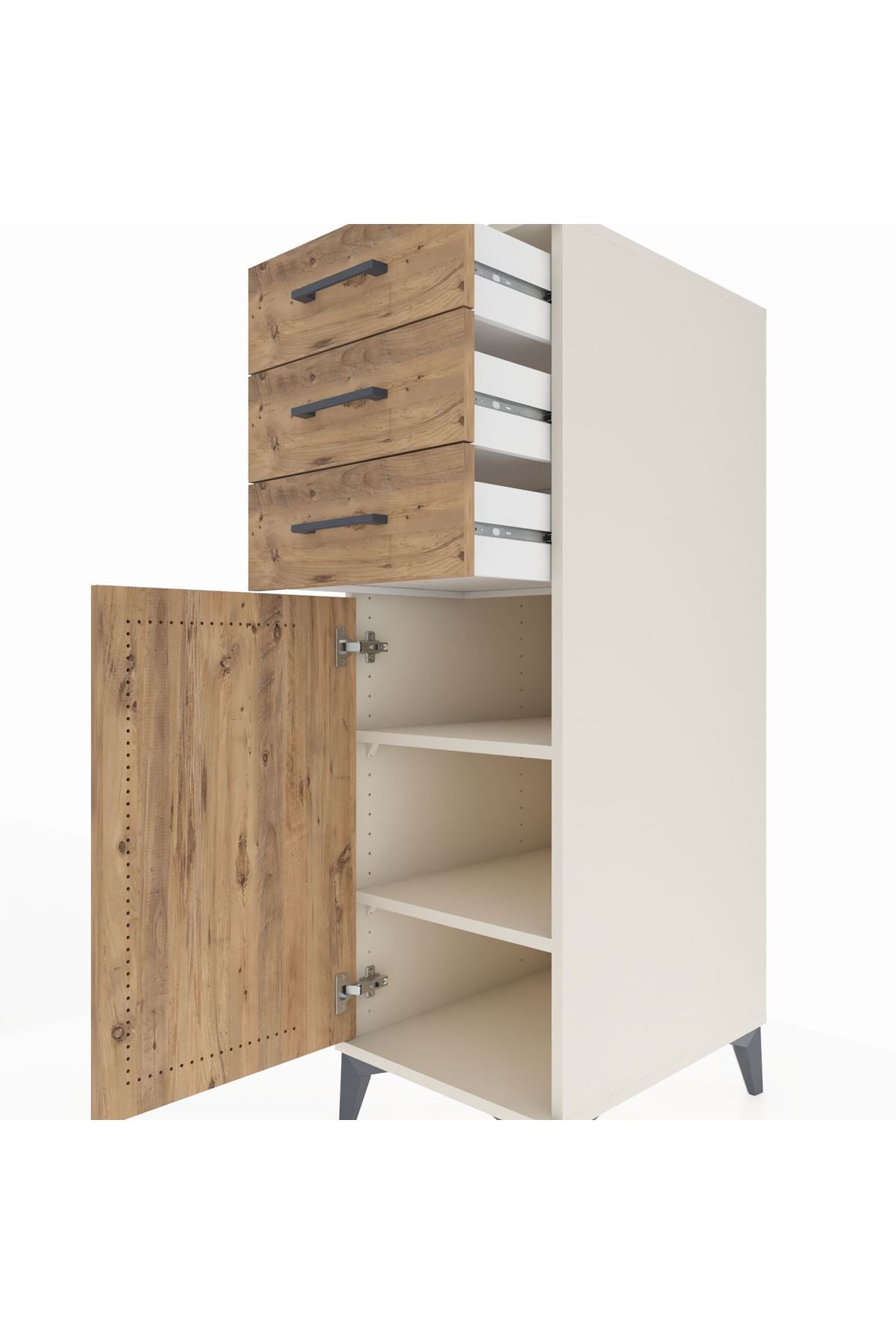 Kronos Dolap 2 Raflı 3 Çekmeceli Tek Kapaklı 44x59x134 Aytaşı-Çam