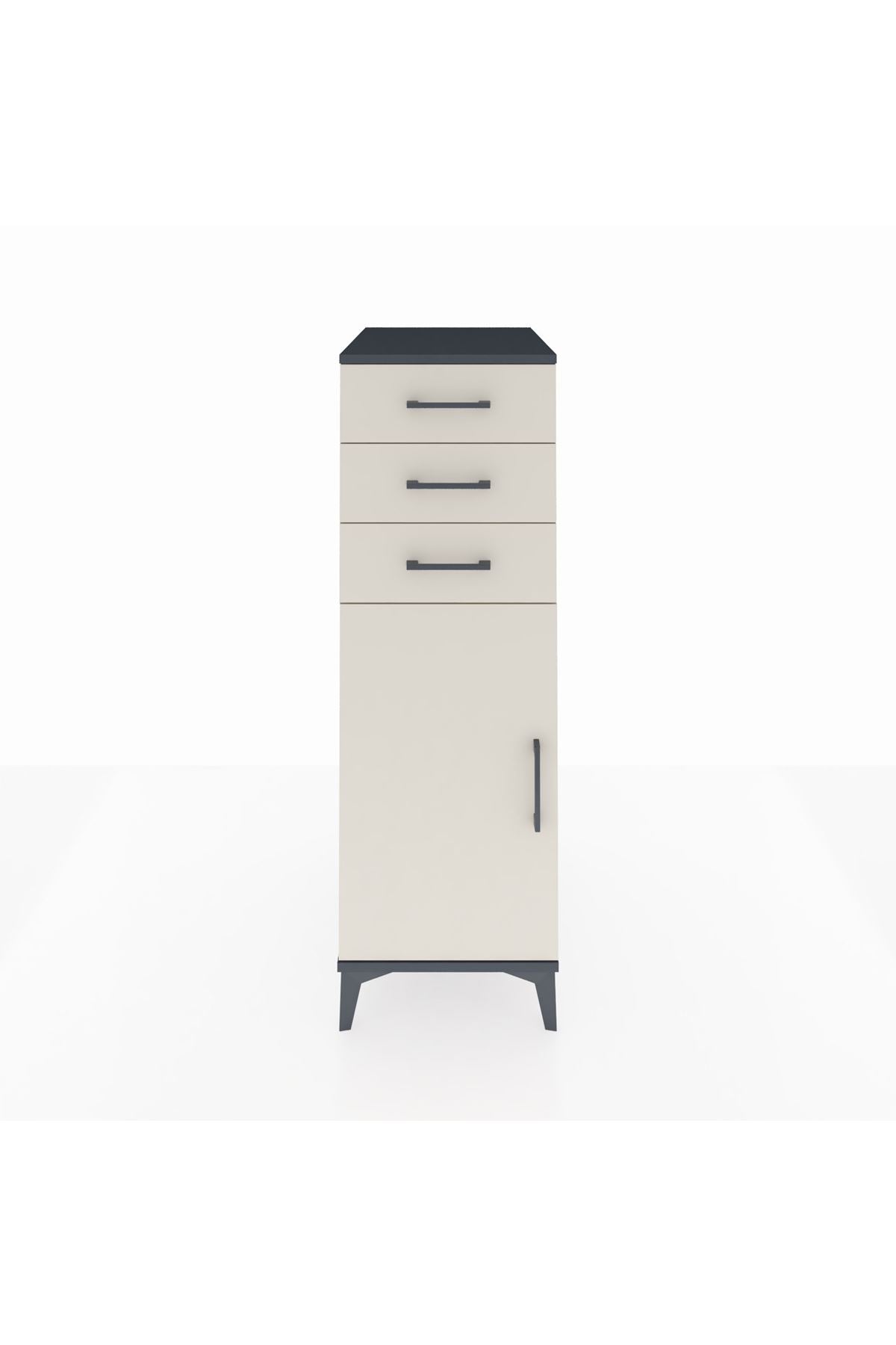 Kronos Dolap 2 Raflı 3 Çekmeceli Tek Kapaklı 44x59x134 Antrasit-Aytaşı