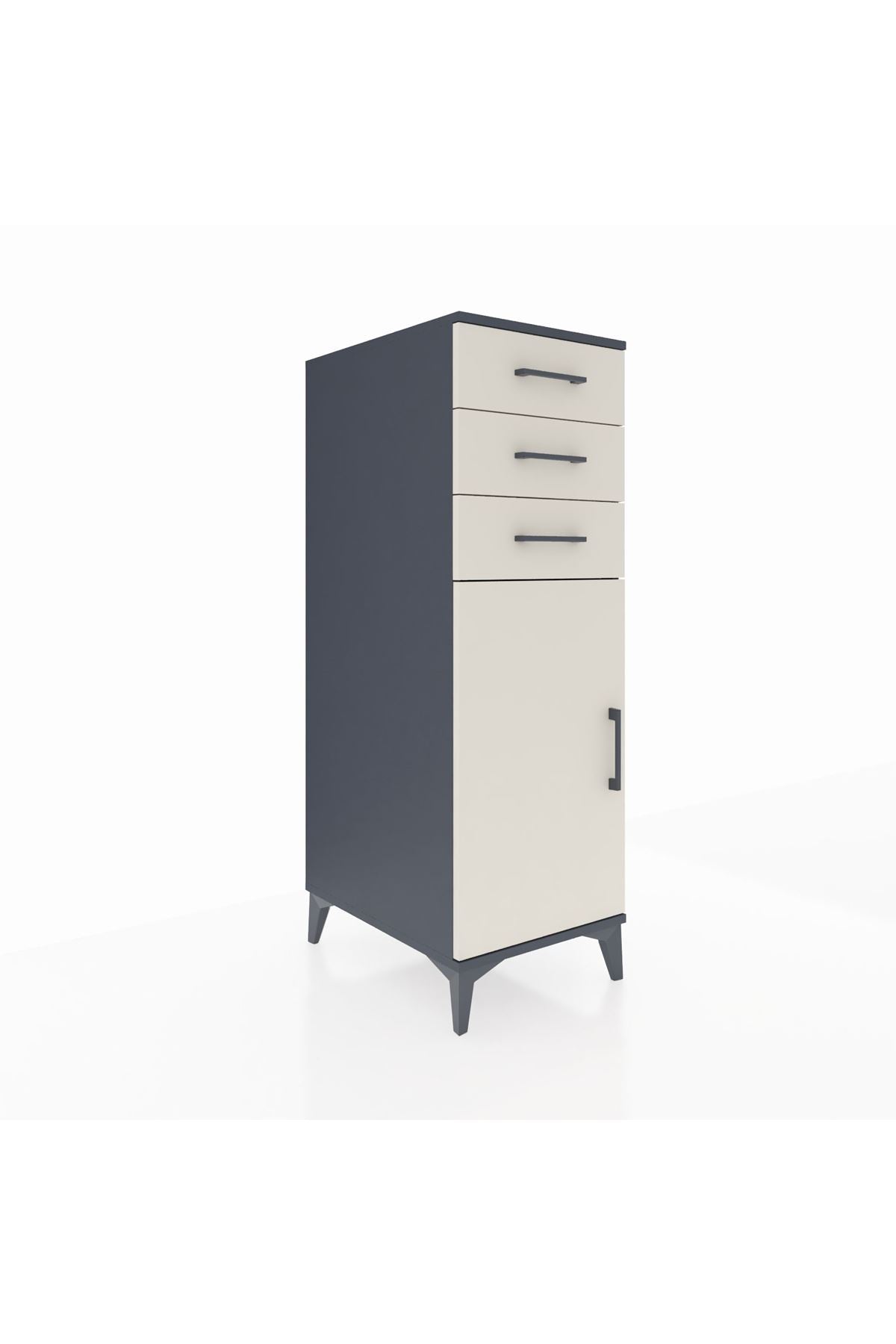 Kronos Dolap 2 Raflı 3 Çekmeceli Tek Kapaklı 44x59x134 Antrasit-Aytaşı