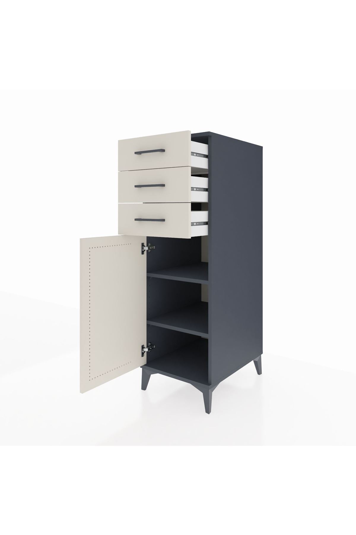 Kronos Dolap 2 Raflı 3 Çekmeceli Tek Kapaklı 44x59x134 Antrasit-Aytaşı