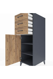 Kronos Dolap 2 Raflı 3 Çekmeceli Tek Kapaklı 44x59x134 Antrasit-Çam