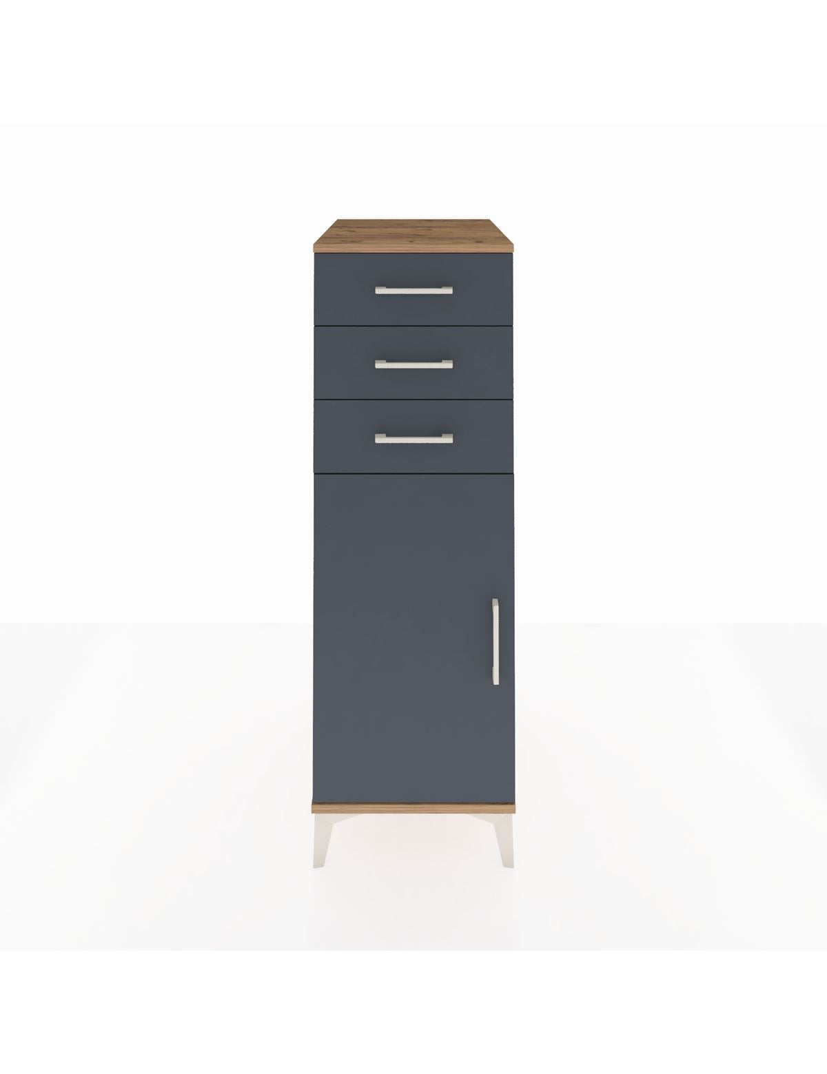 Kronos Dolap 2 Raflı 3 Çekmeceli Tek Kapaklı 44x59x134 Çam-Antrasit