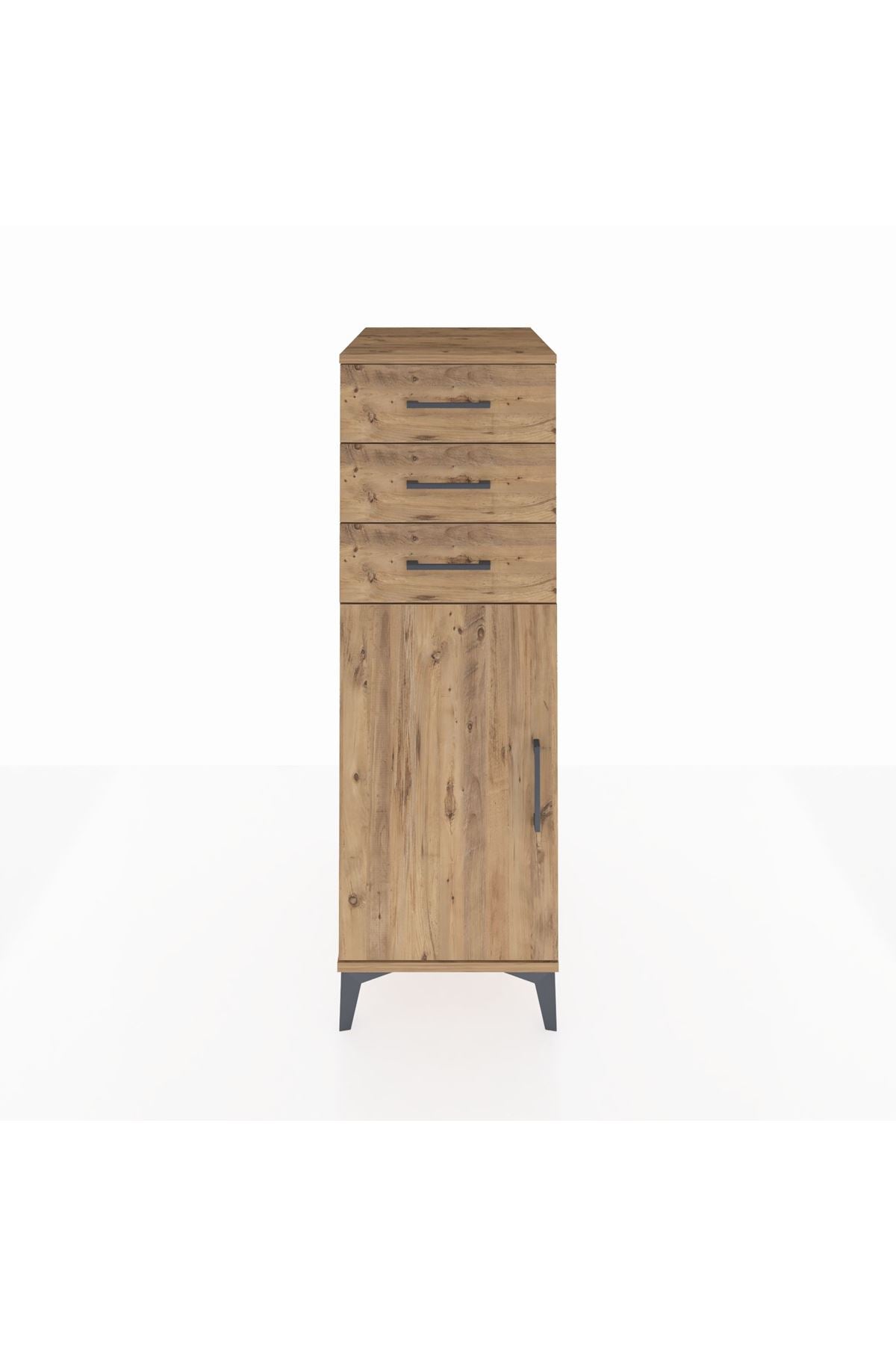 Kronos Dolap 2 Raflı 3 Çekmeceli Tek Kapaklı 44x59x134 Çam-Çam