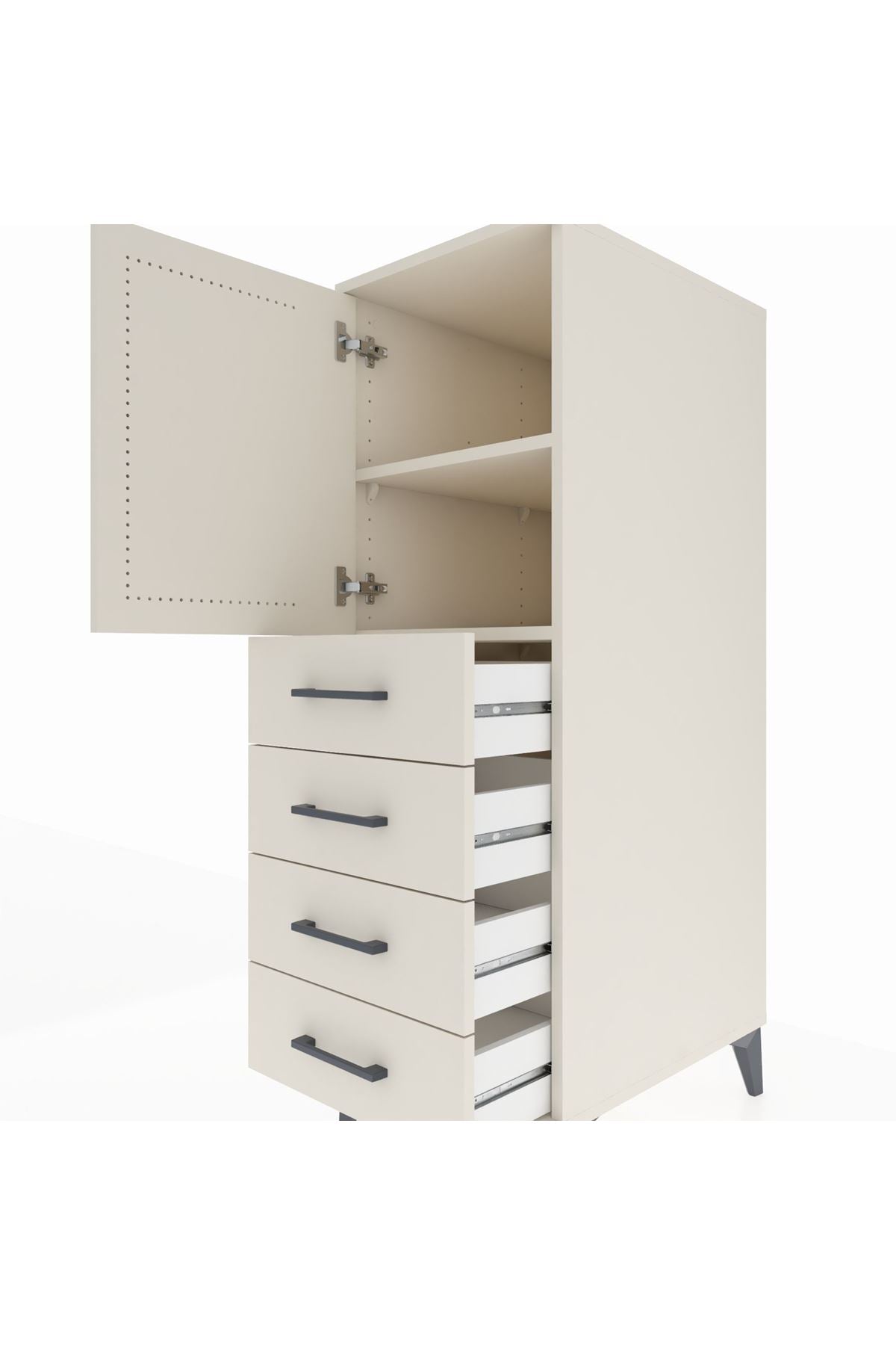 Kronos Dolap 2 Raflı 4 Çekmeceli Tek Kapaklı 44x59x134 Aytaşı-Aytaşı