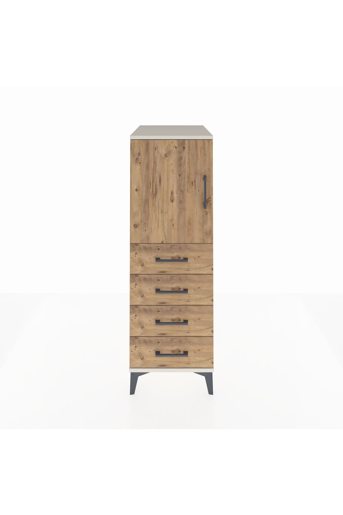 Kronos Dolap 2 Raflı 4 Çekmeceli Tek Kapaklı 44x59x134 Aytaşı-Çam