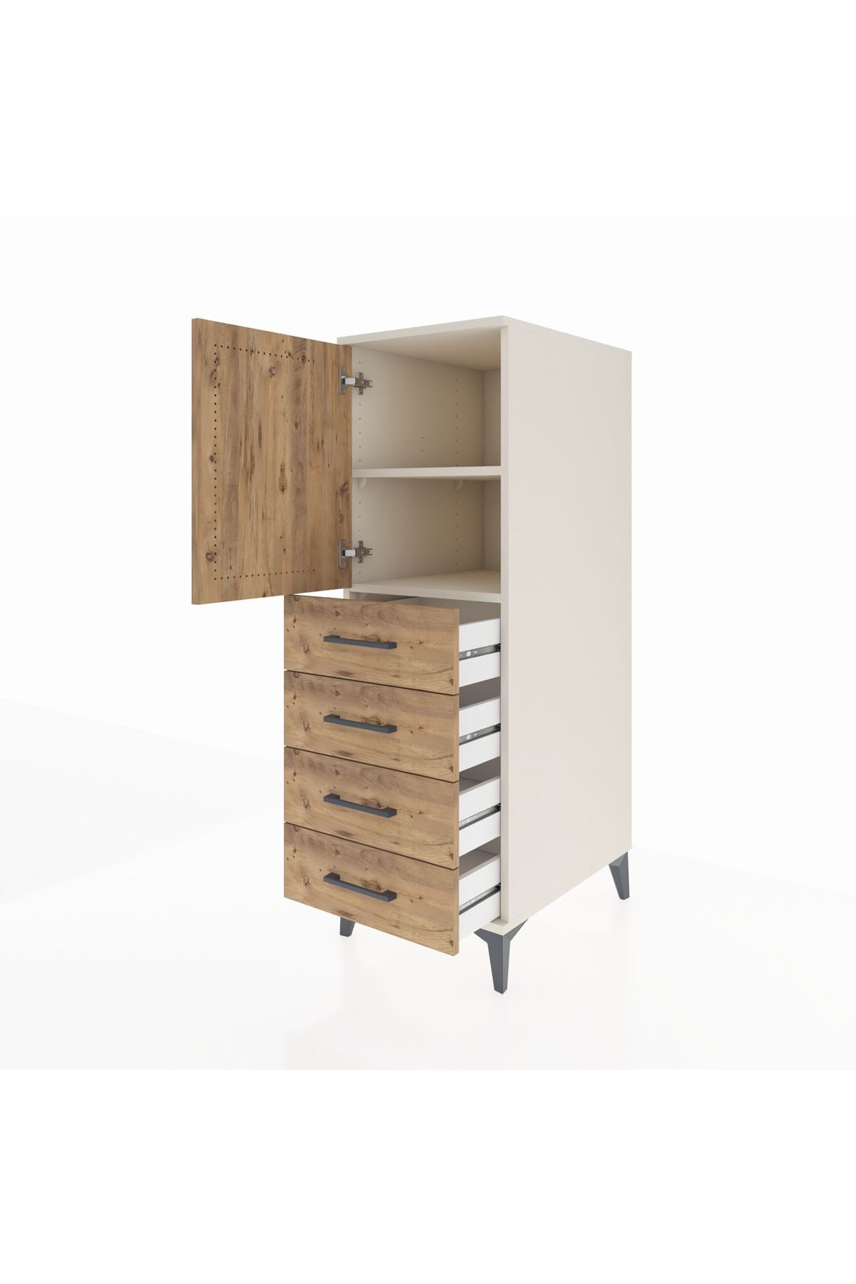 Kronos Dolap 2 Raflı 4 Çekmeceli Tek Kapaklı 44x59x134 Aytaşı-Çam