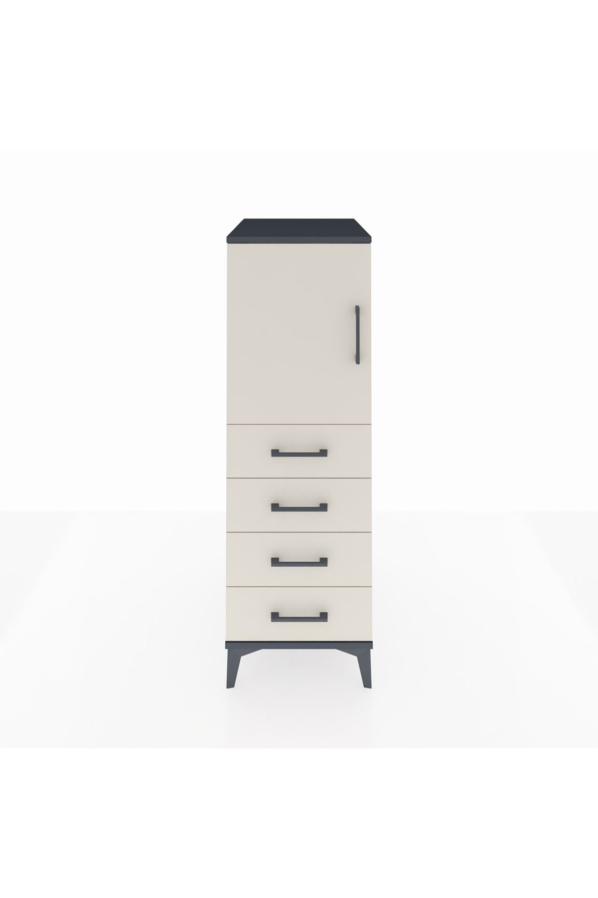 Kronos Dolap 2 Raflı 4 Çekmeceli Tek Kapaklı 44x59x134 Antrasit-Aytaşı