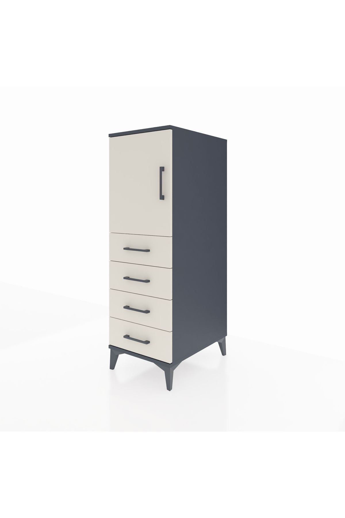 Kronos Dolap 2 Raflı 4 Çekmeceli Tek Kapaklı 44x59x134 Antrasit-Aytaşı