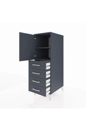 Kronos Dolap 2 Raflı 4 Çekmeceli Tek Kapaklı 44x59x134 Antrasit-Antrasit