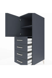 Kronos Dolap 2 Raflı 4 Çekmeceli Tek Kapaklı 44x59x134 Antrasit-Antrasit