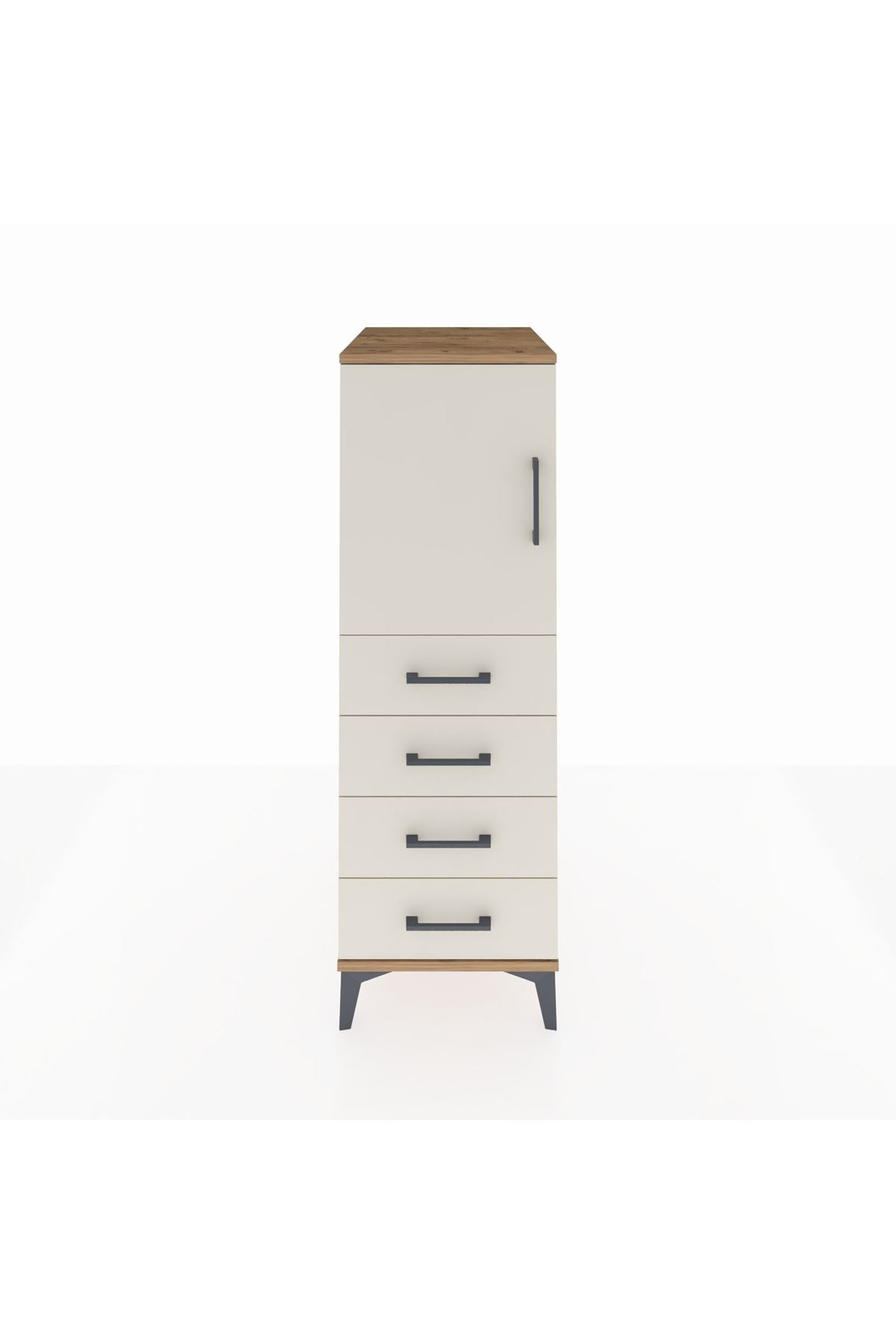 Kronos Dolap 2 Raflı 4 Çekmeceli Tek Kapaklı 44x59x134 Çam-Aytaşı