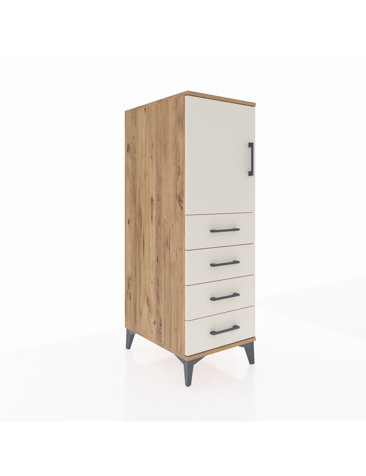 Kronos Dolap 2 Raflı 4 Çekmeceli Tek Kapaklı 44x59x134 Çam-Aytaşı