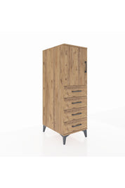 Kronos Dolap 2 Raflı 4 Çekmeceli Tek Kapaklı 44x59x134 Çam-Çam