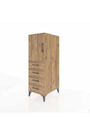 Kronos Dolap 2 Raflı 4 Çekmeceli Tek Kapaklı 44x59x134 Çam-Çam