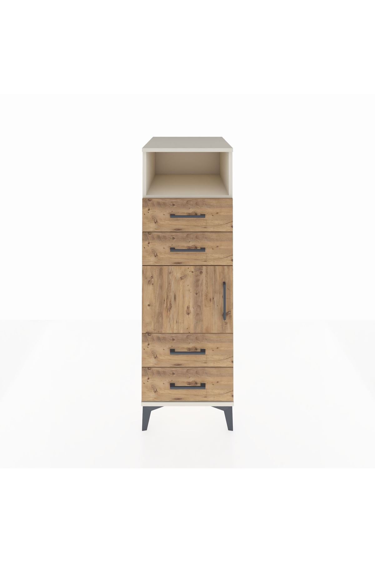 Kronos Dolap 2 Raflı 4 Çekmeceli Tek Kapaklı 44x59x134 Aytaşı-Çam