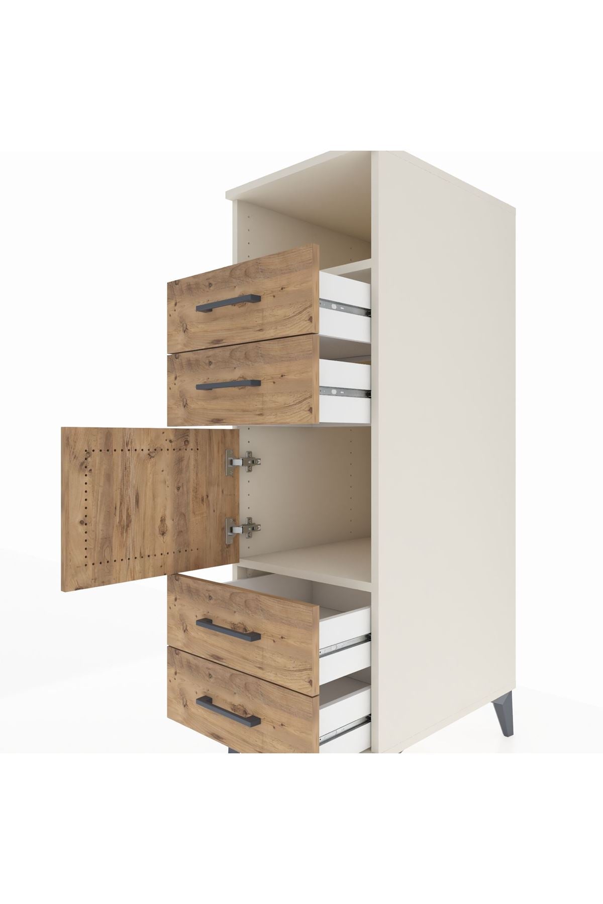 Kronos Dolap 2 Raflı 4 Çekmeceli Tek Kapaklı 44x59x134 Aytaşı-Çam