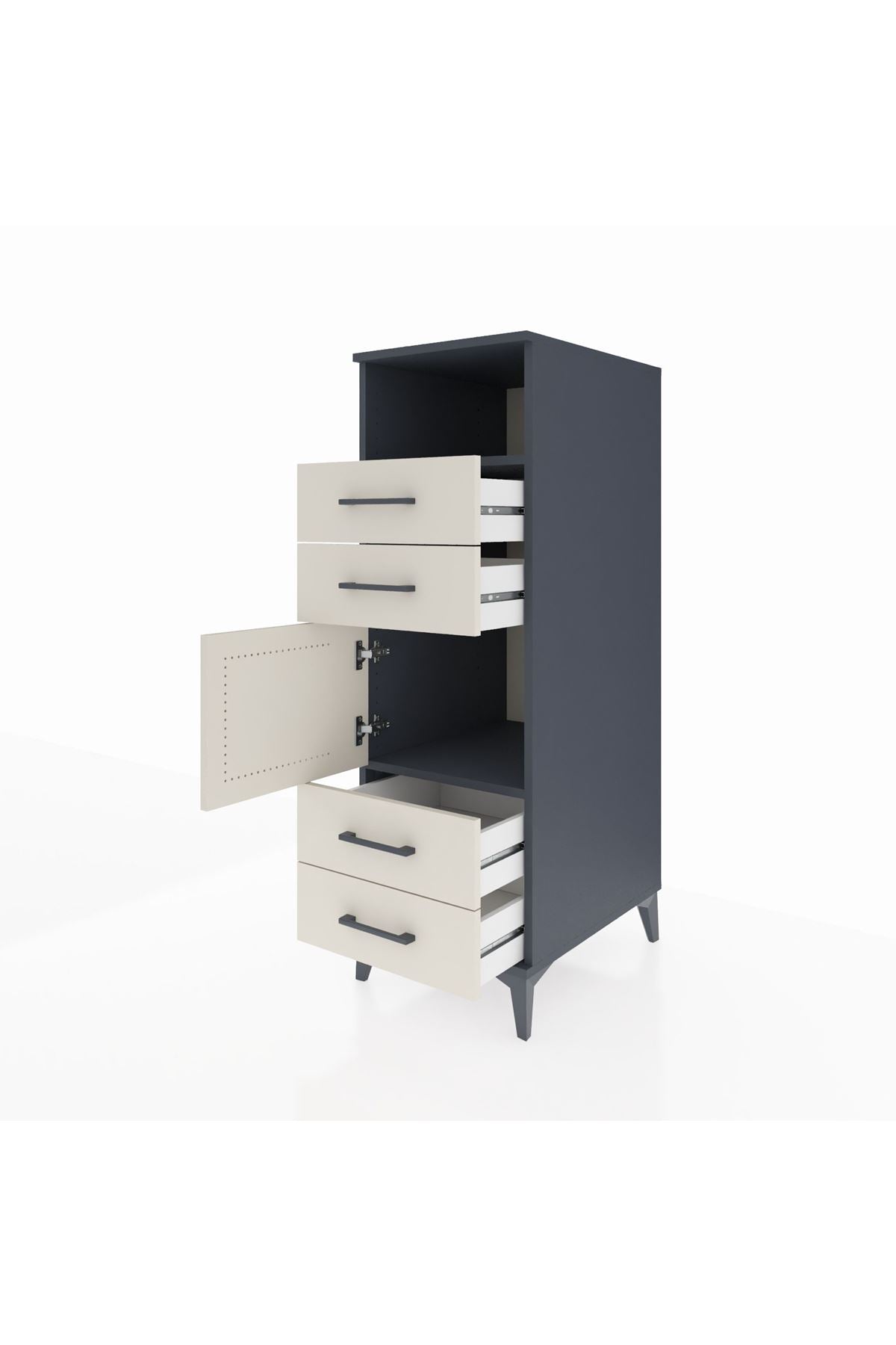 Kronos Dolap 2 Raflı 4 Çekmeceli Tek Kapaklı 44x59x134 Antrasit-Aytaşı