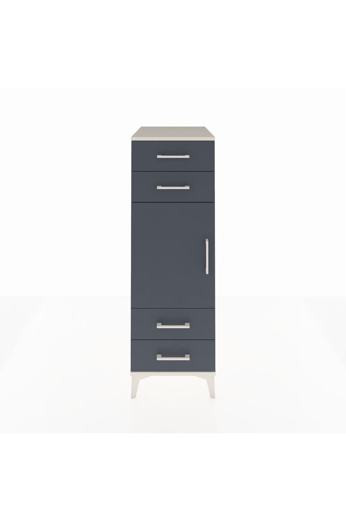 Kronos Dolap 2 Raflı 4 Çekmeceli Tek Kapaklı 44x59x134 Aytaşı-Antrasit