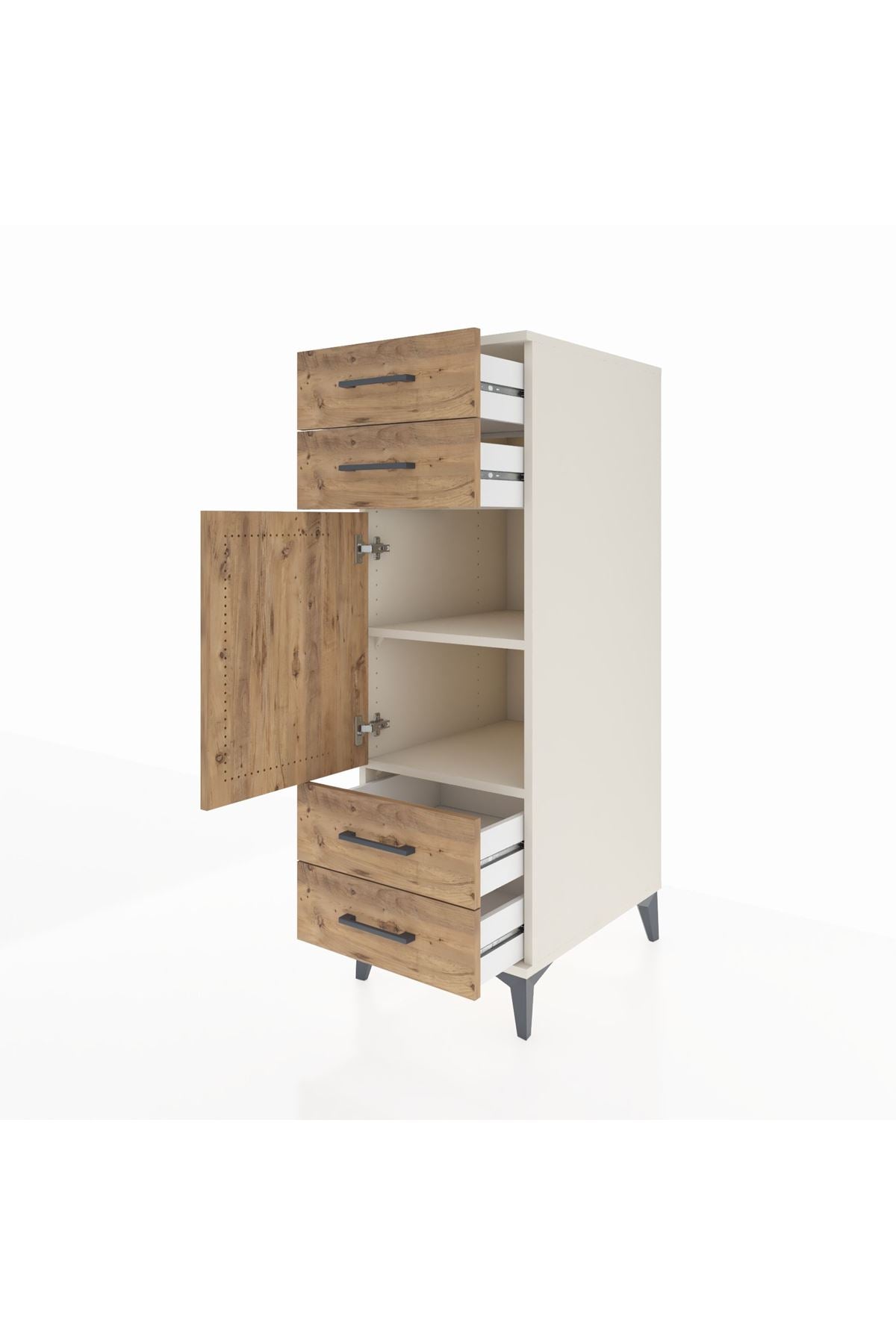 Kronos Dolap 2 Raflı 4 Çekmeceli Tek Kapaklı 44x59x134 Aytaşı-Çam