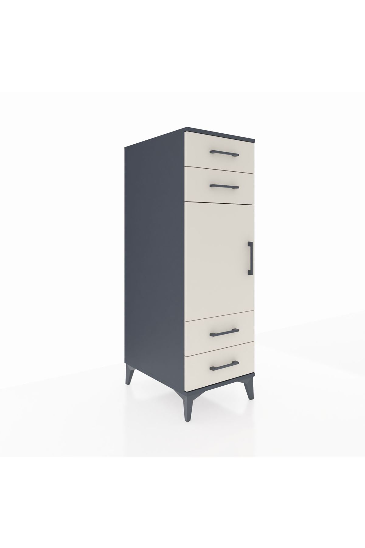 Kronos Dolap 2 Raflı 4 Çekmeceli Tek Kapaklı 44x59x134 Antrasit-Aytaşı