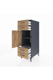 Kronos Dolap 2 Raflı 4 Çekmeceli Tek Kapaklı 44x59x134 Antrasit-Çam