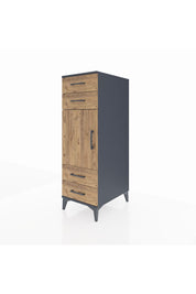 Kronos Dolap 2 Raflı 4 Çekmeceli Tek Kapaklı 44x59x134 Antrasit-Çam