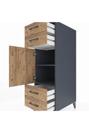 Kronos Dolap 2 Raflı 4 Çekmeceli Tek Kapaklı 44x59x134 Antrasit-Çam