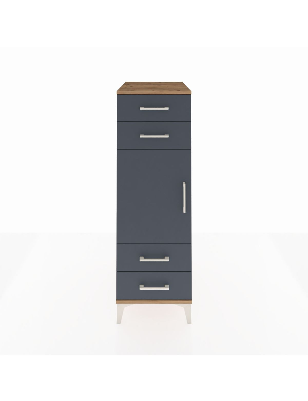 Kronos Dolap 2 Raflı 4 Çekmeceli Tek Kapaklı 44x59x134 Çam-Antrasit