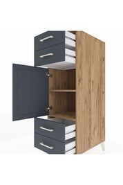 Kronos Dolap 2 Raflı 4 Çekmeceli Tek Kapaklı 44x59x134 Çam-Antrasit