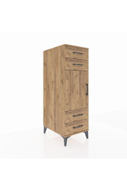 Kronos Dolap 2 Raflı 4 Çekmeceli Tek Kapaklı 44x59x134 Çam-Çam