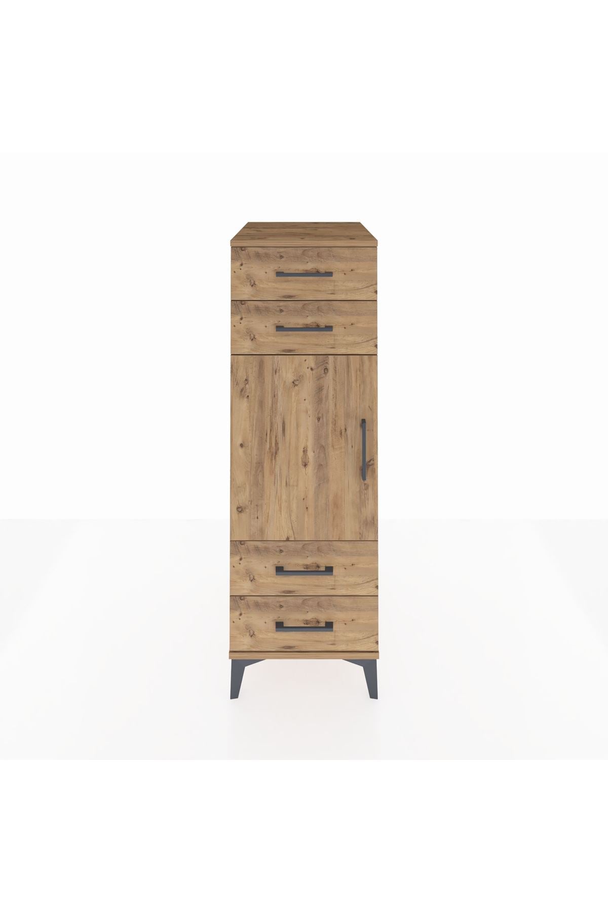 Kronos Dolap 2 Raflı 4 Çekmeceli Tek Kapaklı 44x59x134 Çam-Çam