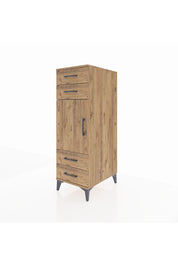 Kronos Dolap 2 Raflı 4 Çekmeceli Tek Kapaklı 44x59x134 Çam-Çam